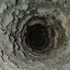 the inside view of a lint-filled dryer vent