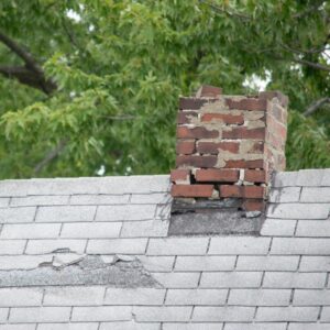a masonry chimney that has experienced some brick deterioration
