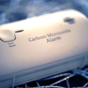 a rectangle-shaped white carbon monoxide alarm detector